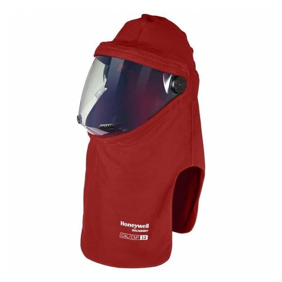 Arc Flash Hood, 2 PPE CAT, 12 cal/sq cm, Polycarbonate Window, Red
