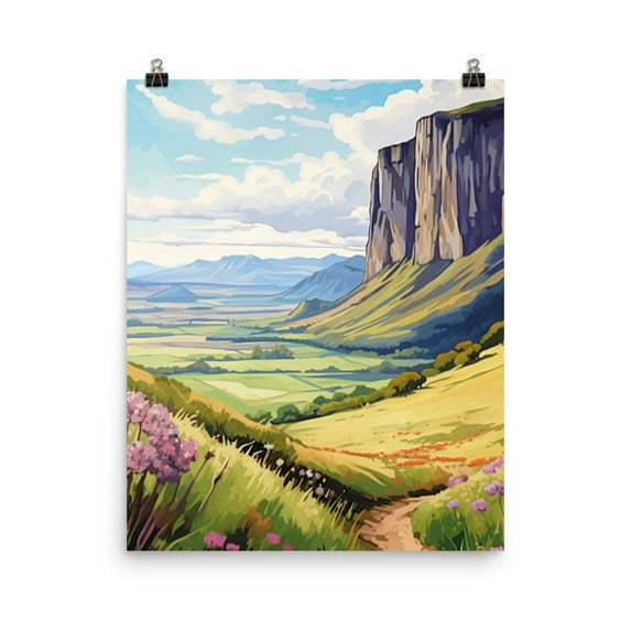Salisbury Crags Print, Edinburgh Scotland Wall Art, Highlands Landscape Poster, Uk Travel Decor, Countryside Artwork, Nature Home Decor #4032, Unframed Poster Size 8x12
