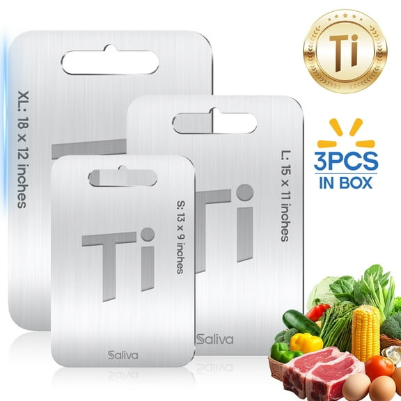 Saliva Titanium Cutting Board Set of 3,100% Pure Titanium Cutting Boards for Kitchen, 2025 New Double Sided Food-Grade Chopping Board for Cutting Meat Vegetable Fruit