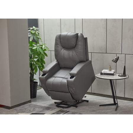 Salle Faux Leather Power Lift Recliner Chair Grey