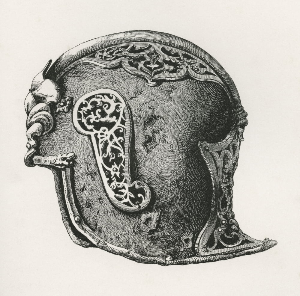 A Sallet Aka Salade Or Schaller War Helmet AD 1450 From The British Army Its Origins Progress And Equipment Published 1868 Canvas Art - Ken Welsh Design Pics (24 x 24)