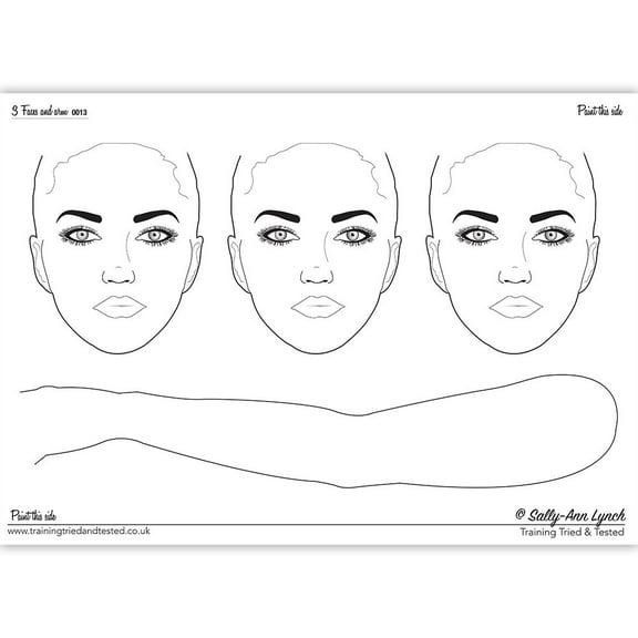 Sally-Ann Lynch Training Tried and Tested Practice Board - 3 Faces and Arm (A2), Face Painting Practice and Display Tool, Reusable