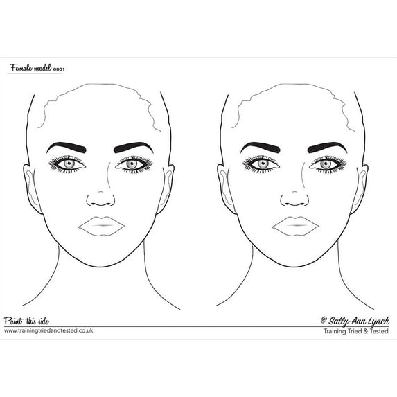 Sally-Ann Lynch Training Tried and Tested Practice Board - Female 0001, Face Painting Practice and Display Tool, Reusable