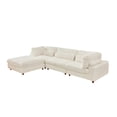 thumbnail image 1 of Sally Corduroy Polyester Upholstered Sectional Sofa 3 Seats W/ Ottoman White, 1 of 10
