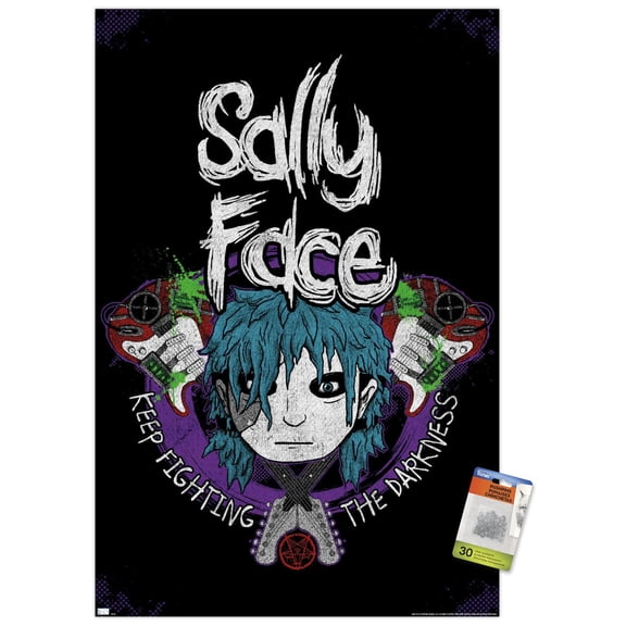 Sally Face - Crossed Guitars Wall Poster with Push Pins, 22.375" x 34"