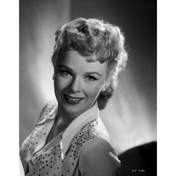 Sally Forrest on a Beaded Top Leaning and smiling Portrait Photo Print (24 x 30)