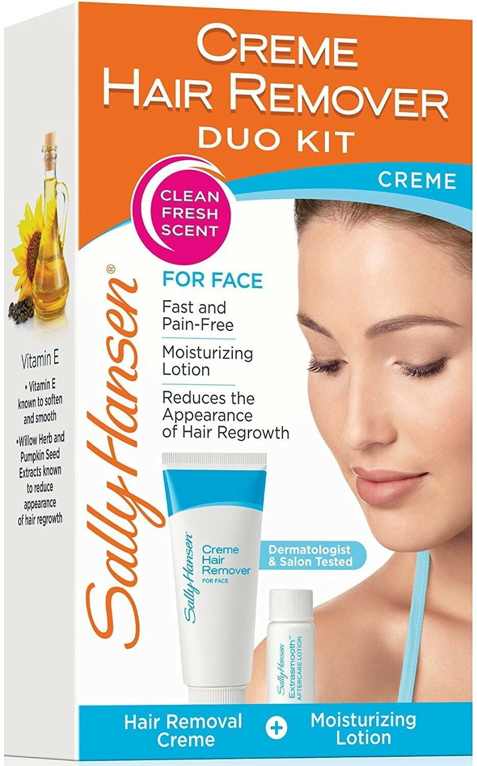 Sally Hansen Creme Hair Remover Kit For Face, 2.5 Oz.