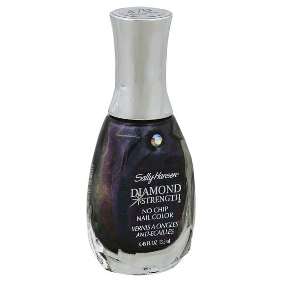 Sally Hansen Diamond Strength No Chip Nail Color, Black, 0.45 oz, No Chipping, Nail Polish, Color Nail Polish, At Home Nail Polish, No Breaking, Infused with Micro-Diamonds