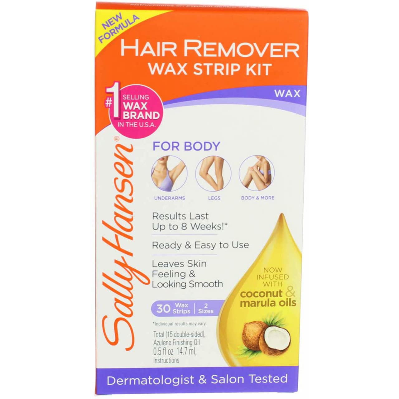 Sally Hansen Hair Remover Wax Strip Kit Body/Leg/Arm/Bikini (3 Pack