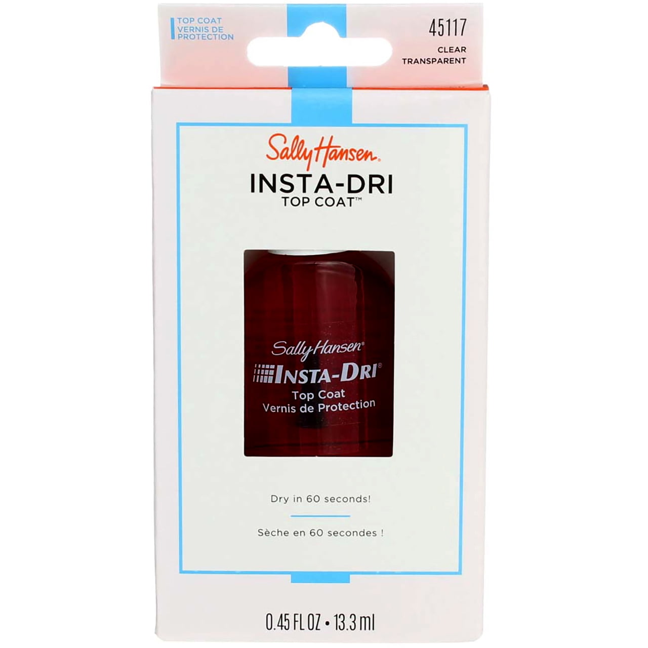 Sally Hansen Insta-Dri Nail Top Coat Liquid, Clear Transparent, 2.1 ounces (4 pack) (Bundle)