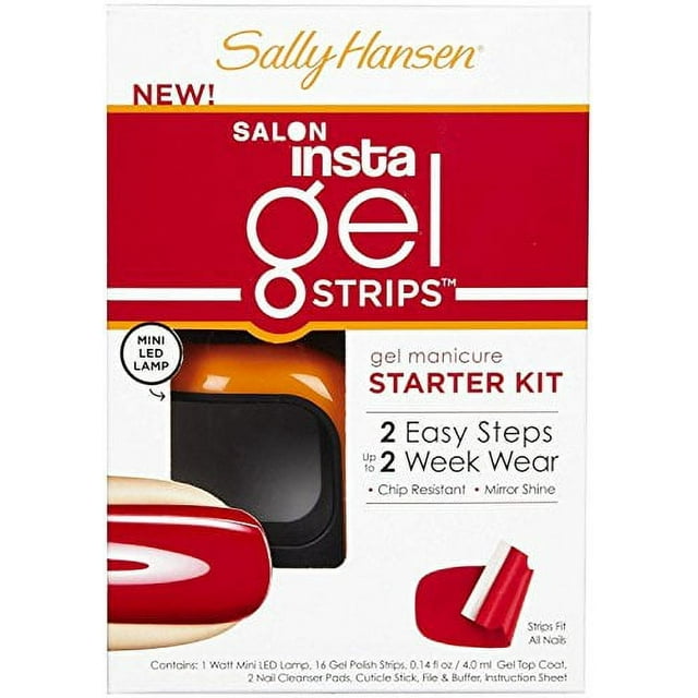 Sally Hansen Insta Gel Strips Starter Kit, Red My Lips, 0.419 Fl. Oz.