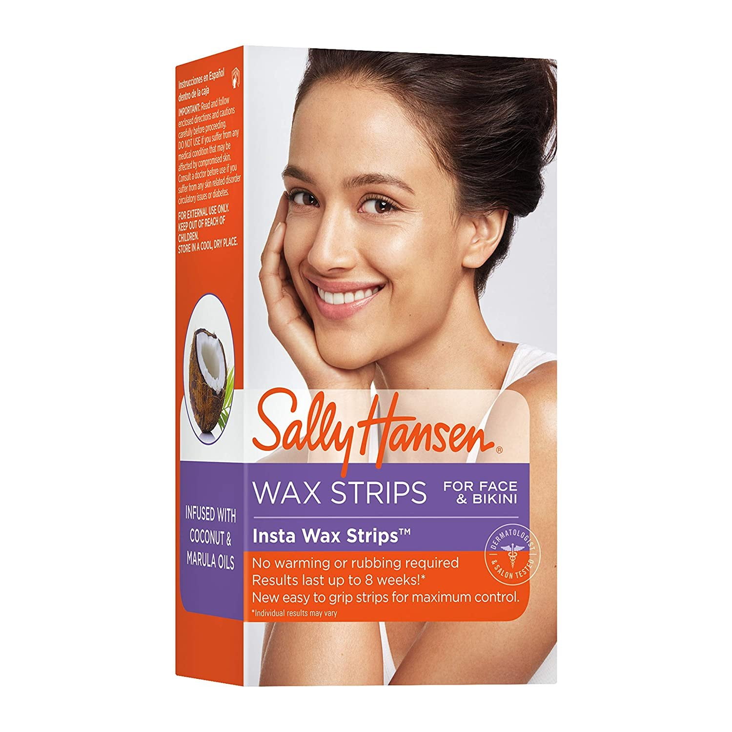 Sally Hansen Facial Hair Removal Kit, Insta Wax Strips for Face and