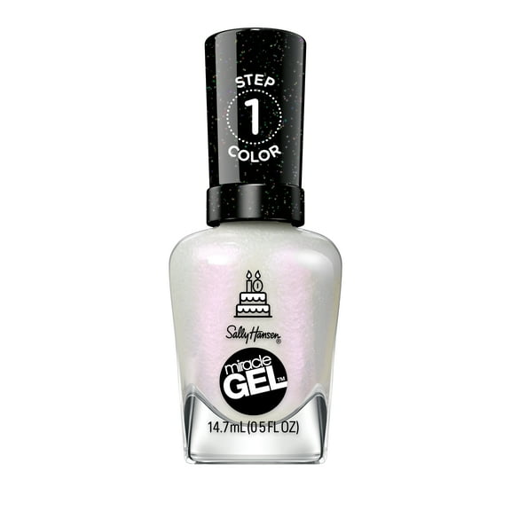 Sally Hansen Miracle Gel Nail Polish, 785 Twinkle Whites, 0.5 fl oz, No UV Lamp Needed
