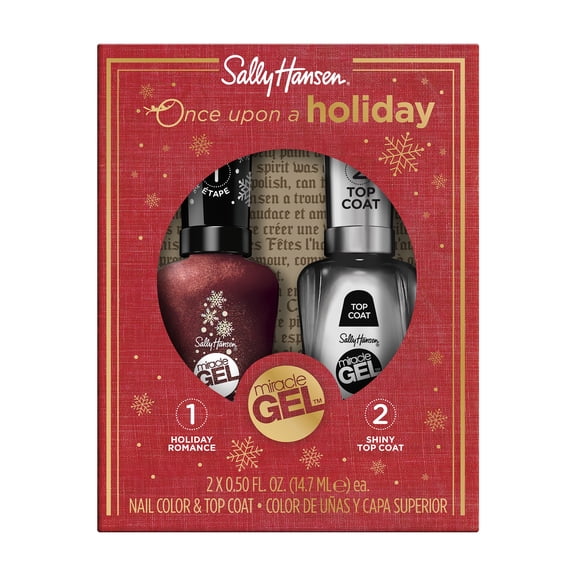 Sally Hansen Miracle Gel Nail Polish, Holiday Collection, Jolly Holly & Shiny Top Coat Duo Set