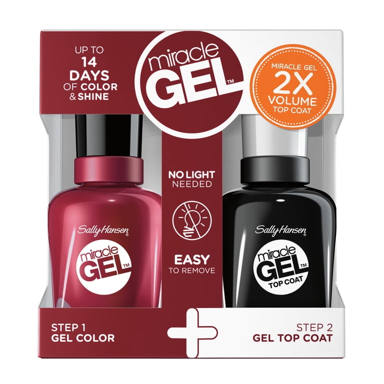Sally Hansen Miracle Gel Nail Polish with Shiny Top Coat, Duo Pack