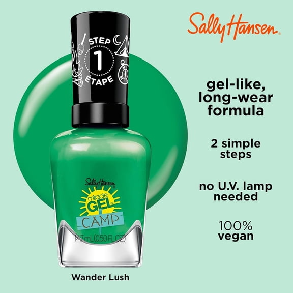 Sally Hansen Miracle Gel™, Summer Camp Wanderlush, Long Lasting, Gel-Like Formula, No UV Lamp Needed, Green Nail Polish