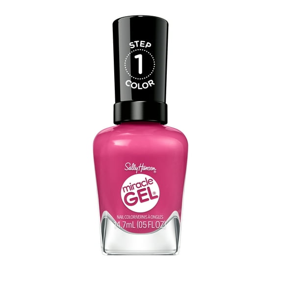 Sally Hansen Miracle Gel Supercharged Pinks Nail Polish, Salon-Quality Gel-Like Polish, Long-Lasting, Chip-Resistant, Work Hard Play Pink 0.5 fl oz