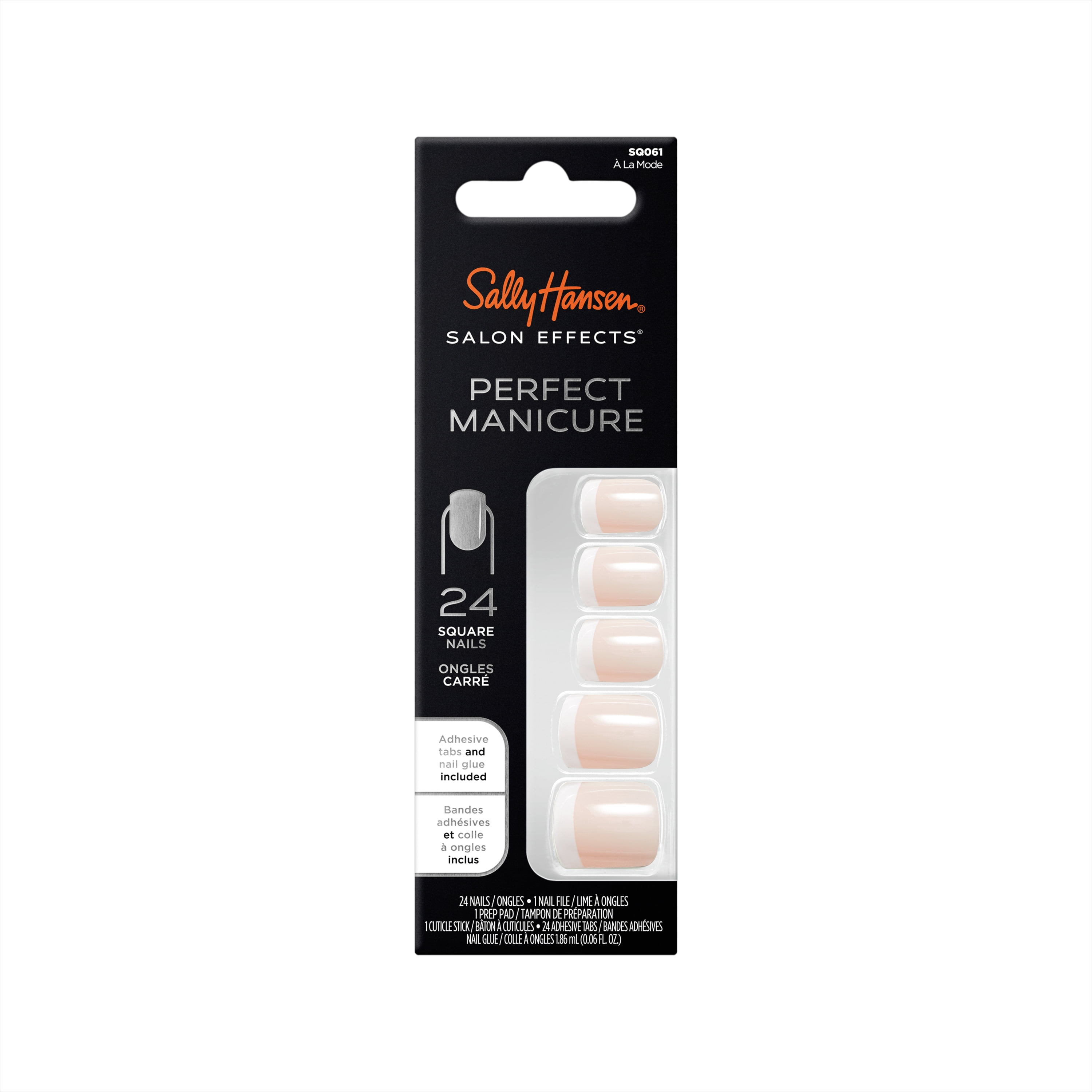 Sally Hansen Perfect Manicure Press On Nail Kit, Square, À La Mode, 24pcs