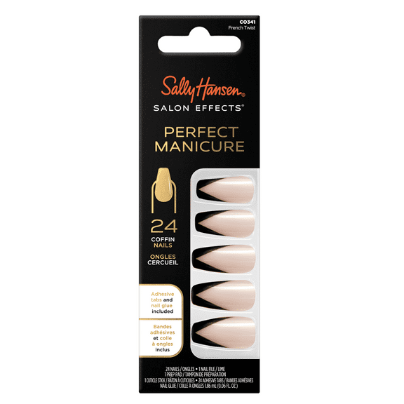 Sally Hansen Perfect Manicure Press On Nails, Coffin Shape, French Twist, 24 False Nails