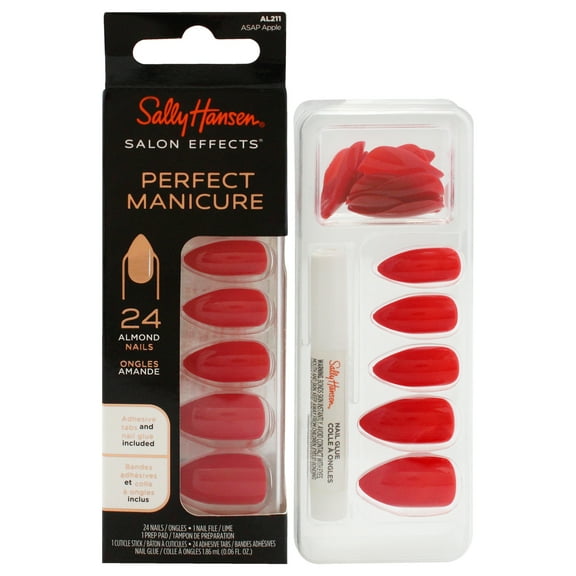 Sally Hansen Perfect Manicure Press on Nail Kit, Almond, ASAP Apple, 24pcs