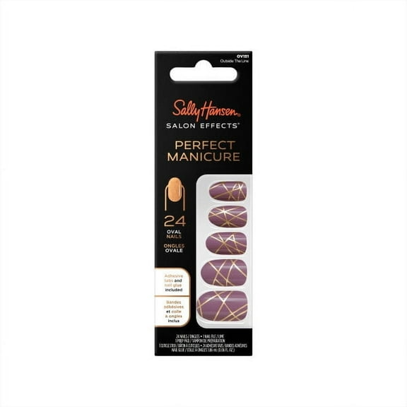 Sally Hansen Perfect Manicure Press on Nail Kit, Oval, Outside the Line, 24pcs