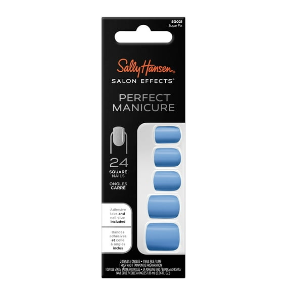 Sally Hansen Perfect Manicure Press on Nail Kit, Square, Sugar Fix, 24pcs