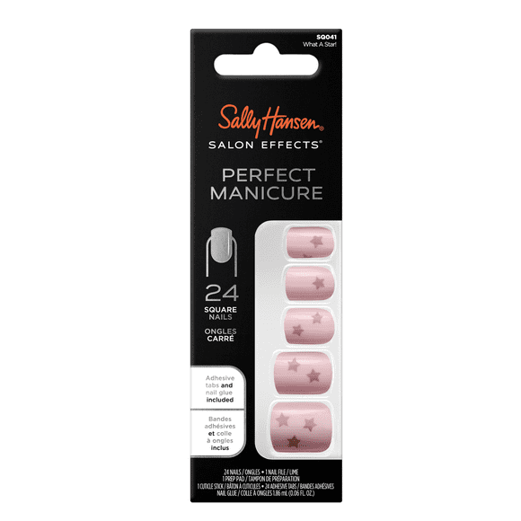 Sally Hansen Perfect Manicure Press on Nail Kit, Square, What a Star!, 24pcs