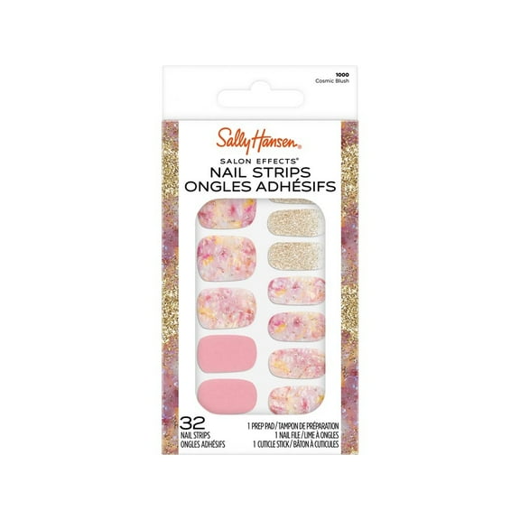 Sally Hansen Salon Effects Nail Strips, Cosmic Blush, 32pcs