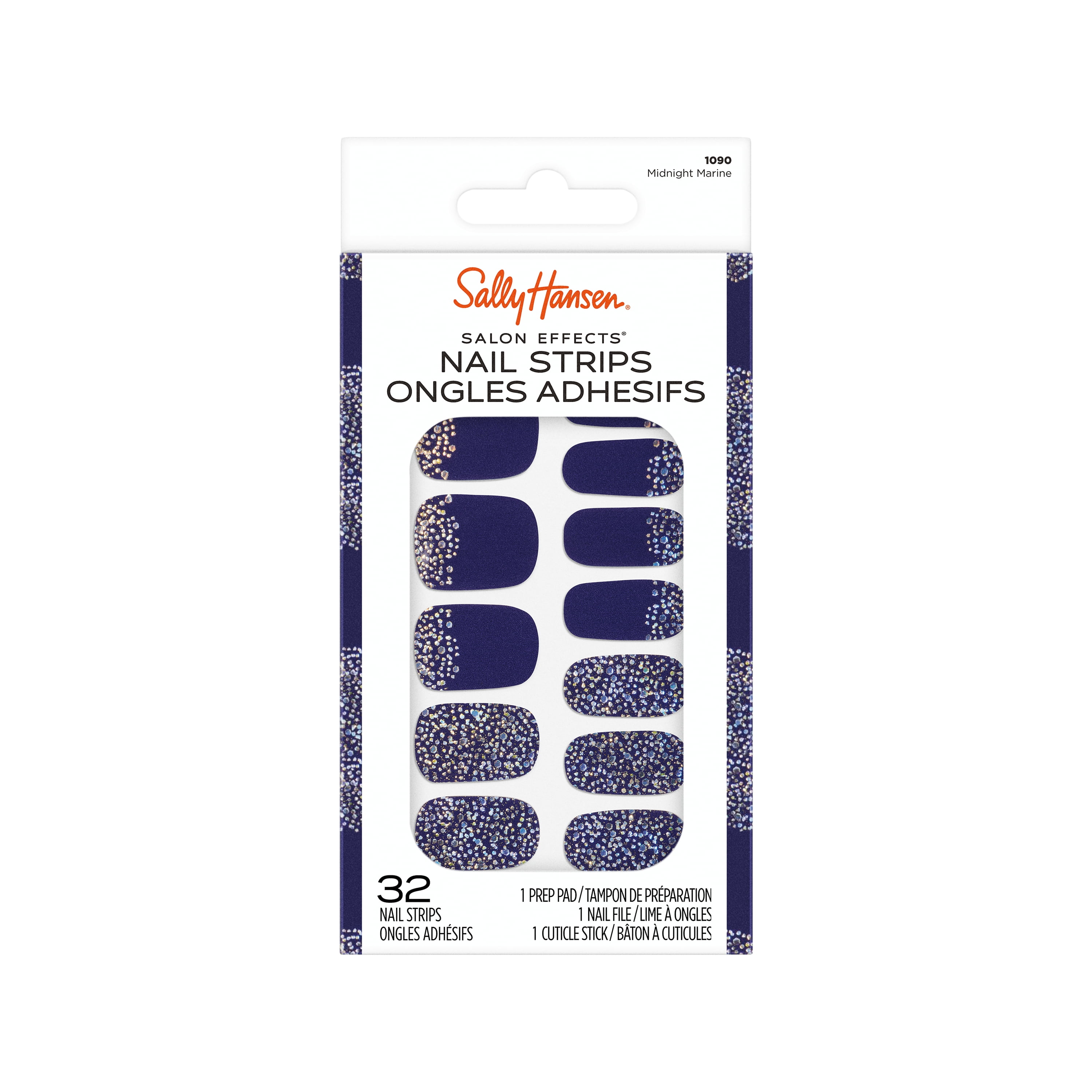 Sally Hansen Salon Effects Nail Strips, Midnight Marine, 32pcs