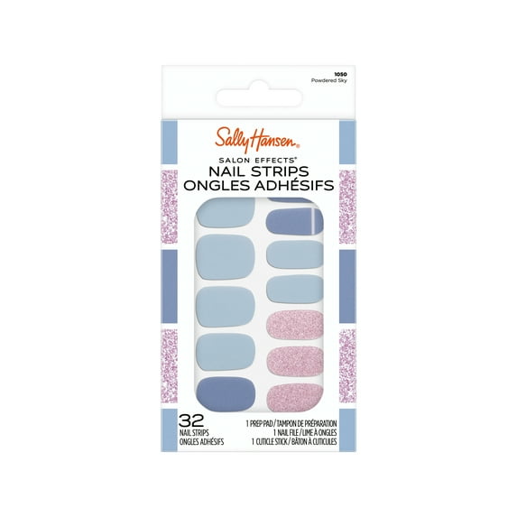 Sally Hansen Salon Effects Nail Strips, Powdered Sky, 32pcs