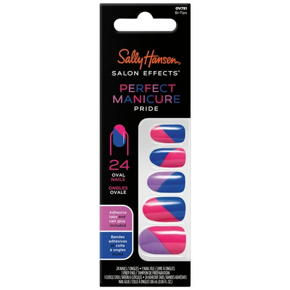 Sally Hansen Salon Effects Perfect Manicure Press-On Oval Bi-Tips False Nails, 24 Pieces
