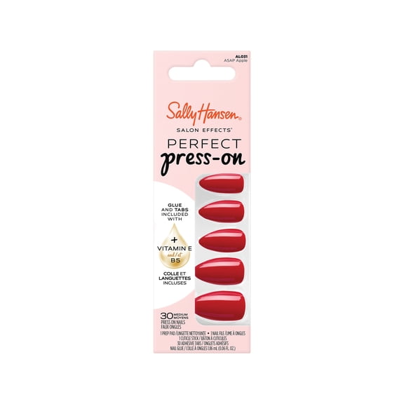 Sally Hansen Salon Effects Perfect Press-On Nails, Asap Apple, Non-Damaging, Easy to Apply