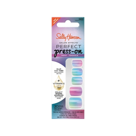 Sally Hansen Salon Effects Perfect Press-On Nails, Hues & Clues, Non-Damaging, Easy to Apply