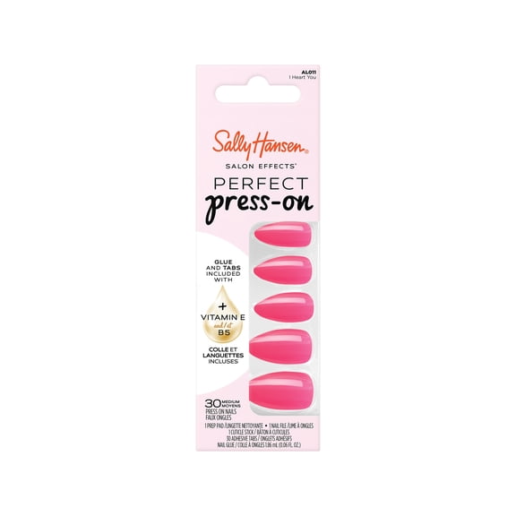 Sally Hansen Salon Effects Perfect Press-On Nails, I Heart You, Non-Damaging, Easy to Apply