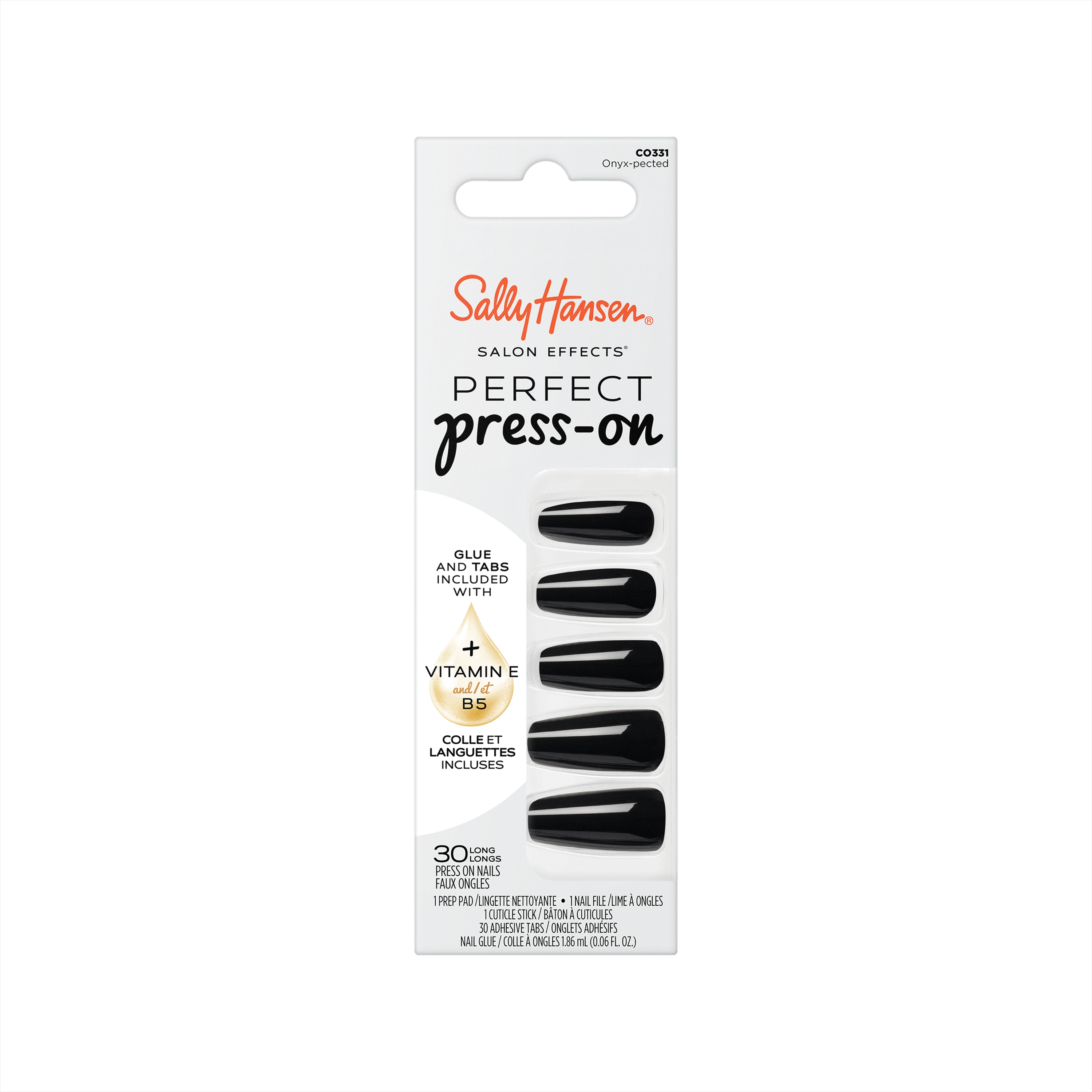 Sally Hansen Salon Effects Perfect Press-On Nails, Onyx-Pected, Non-Damaging, Easy to Apply