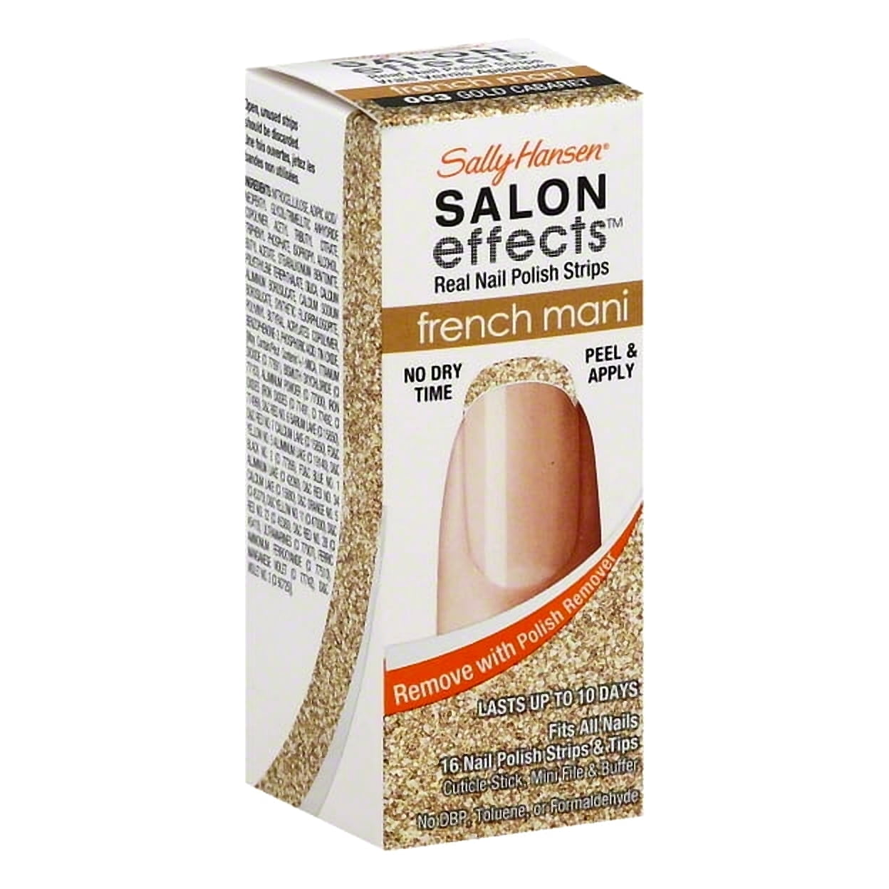 Sally Hansen Salon Effects Real Nail Polish Strips French Mani Gold Cabaret - 16 CT