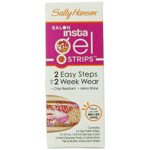 Sally Hansen Salon Insta Gel Strips 16 Strips Gel Top Coat, Pretty N Poppy