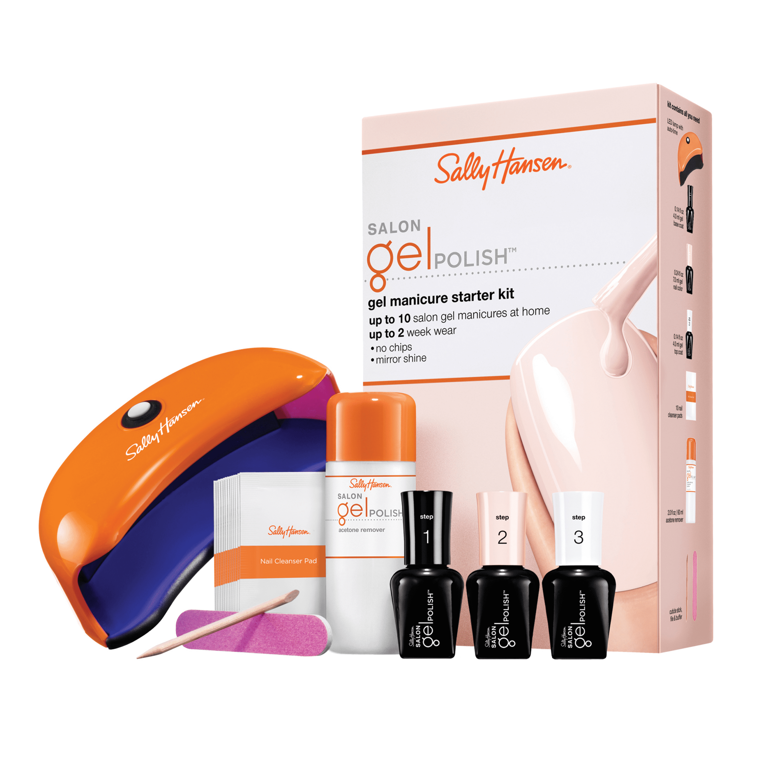 Sally Hansen Salon Pro Gel Starter Kit, Shell We Dance, No Chips, Shiny, 1 pack ,Gel Nail Kit, At Home Gel Nail Kit, Up to Two Week Wear, Salon Results At Home