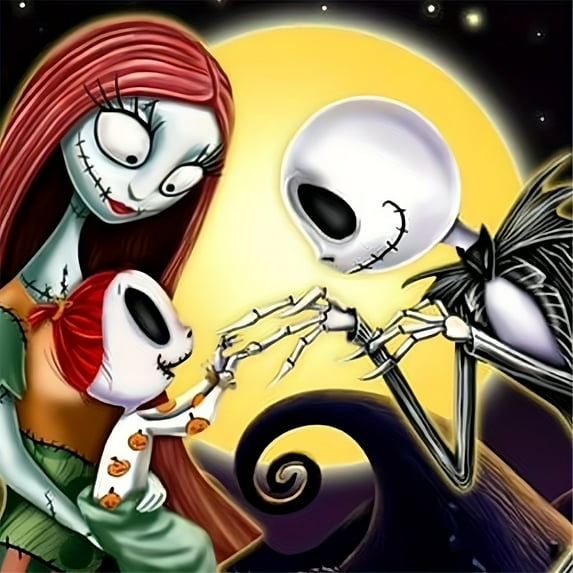 Sally Jack Skellington Diamond Painting Kits for Adults, DIY 5D Round Full Drill Art Perfect for Relaxation Wall Decor Wall Art Decoration 11.81x15.75in