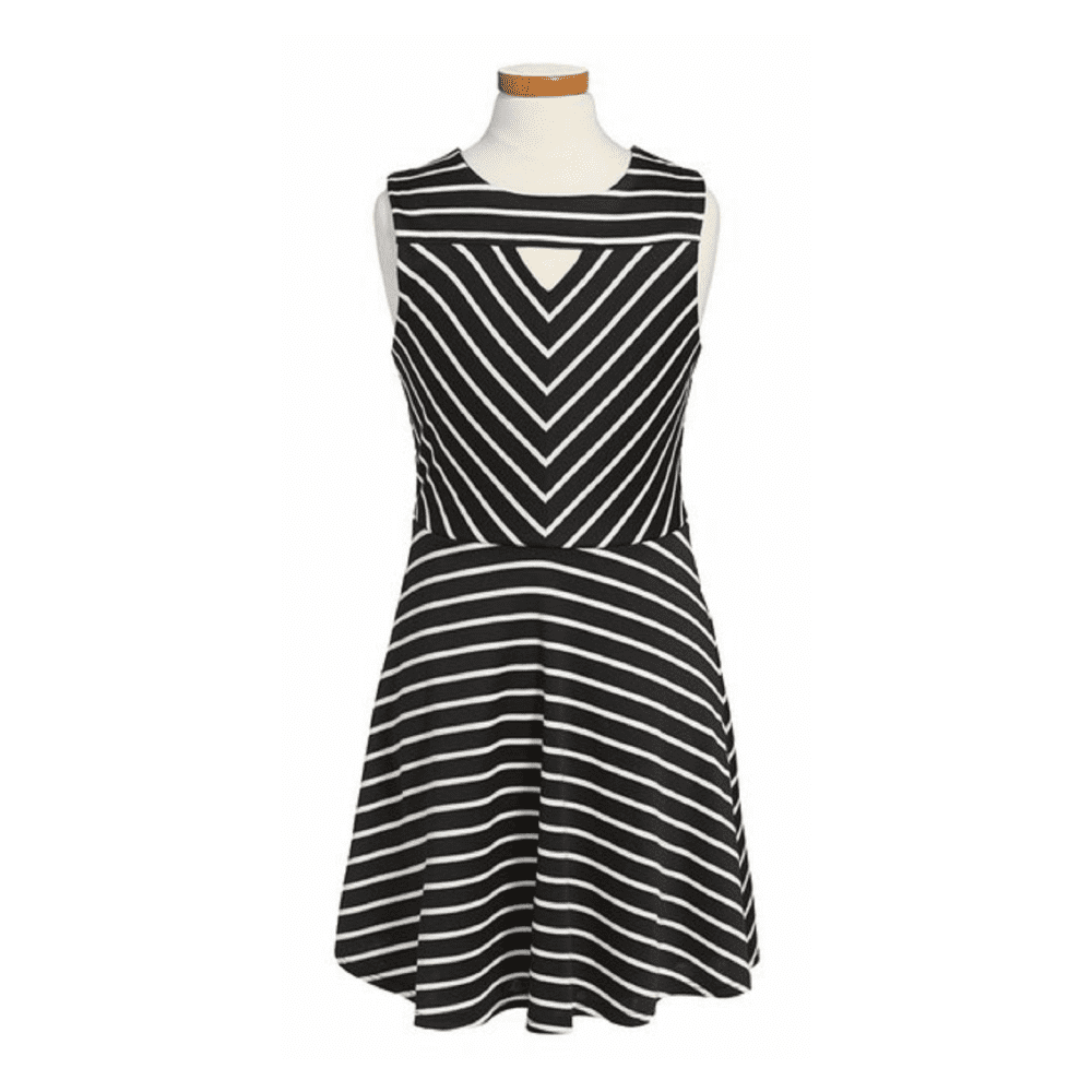 Sally Miller Girls Striped Dress Polyester Rayon Black and White size M Walmart