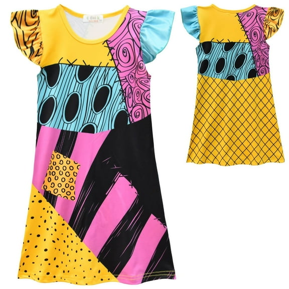 Sally Nightgown for Girls Nightmare Birthday Christmas Pajamas Dress, SIZE 3-8Y