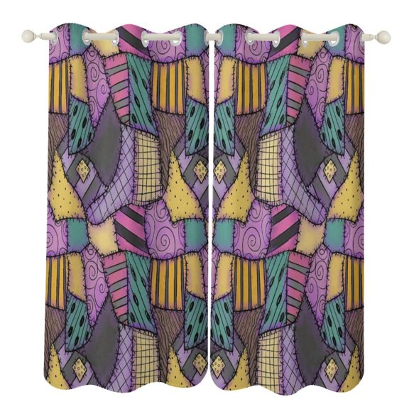 Sally Patchwork Blackout Curtains Window Drapes Room Darkening Thermal Insulated Grommets Curtains, for Living, Dining, Bedroom,2 Panels