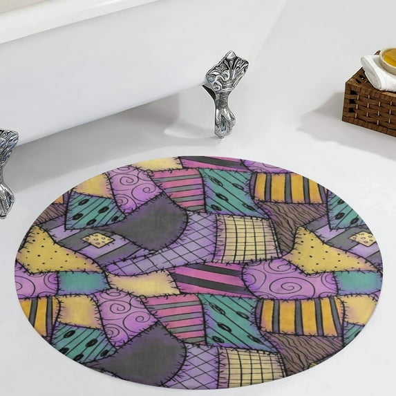Sally Patchwork Round Area Rugs for Bedroom Living Room, 3FT Soft Comfy Indoor Circle Carpets, Carpet Home Decor Floor Mat