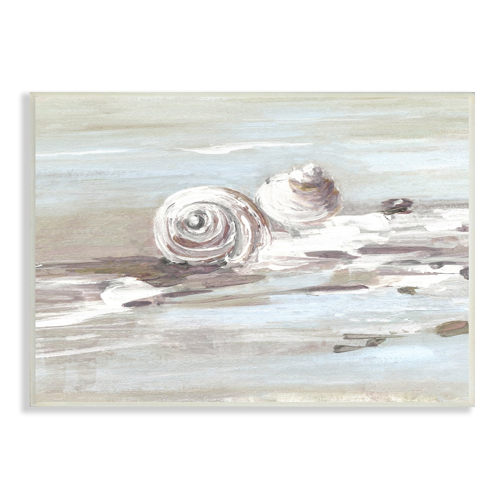 Sally Swatland Still Beach Seashells Brushed Bubbly Shallow Water Waves 19 in x 13 in Framed Painting Art Print, by Stupell Home Décor