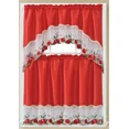 thumbnail image 1 of Sally Textile Inc Red Embroidered Sheer Kitchen Curtains, 60 x 36 In (2 Panels), 1 of 2