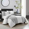 thumbnail image 1 of Salma 3 Piece Cotton Duvet Cover Set Clip Jacquard Striped, 1 of 8
