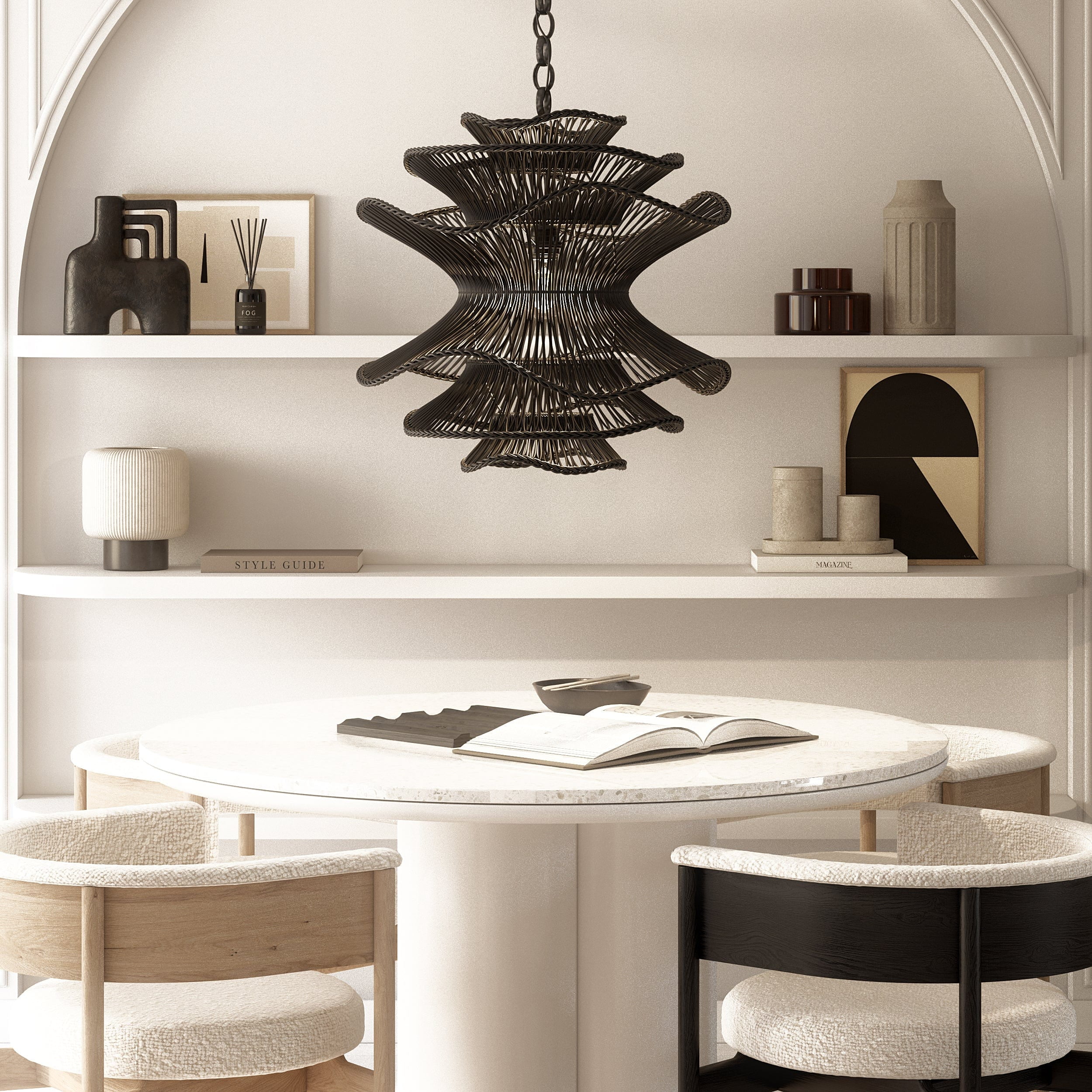 Salma Large Rattan Lampshade Black and Natural