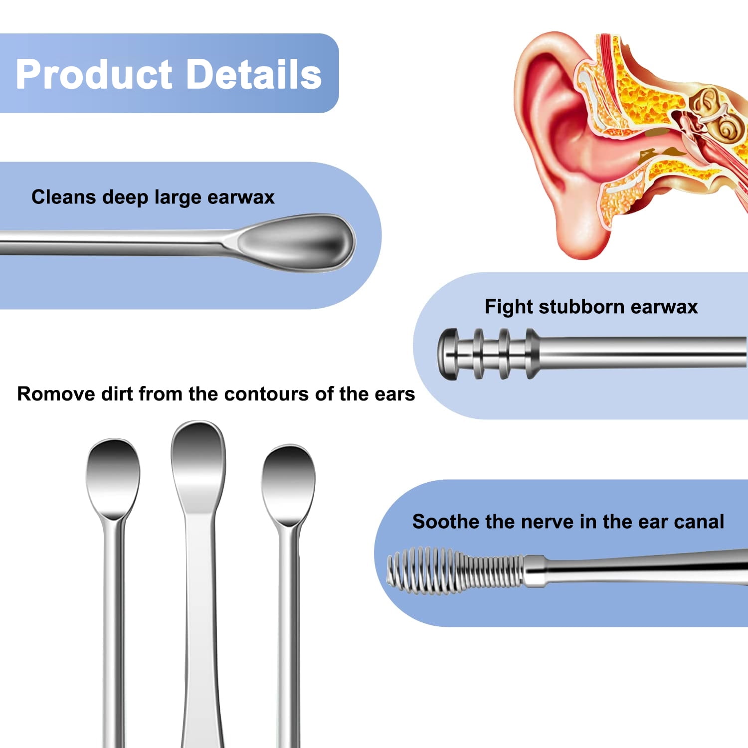 Salmenta Safe & Effective Ear Pick Earwax Removal Kit Complete Ear