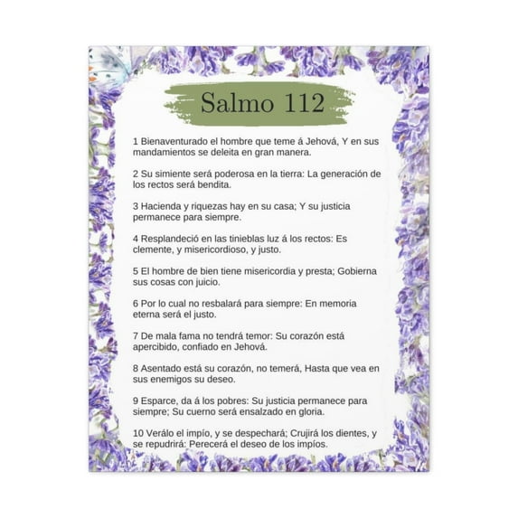 Salmo 112 Impresion De Arte Crist en la Pared Lista Para Colgar in Spanish Ready to Hang Bible Canvas Unframed