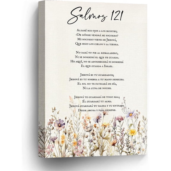 Salmo 121 En Para Pared Psalm 121 Wall Art poster  Spanish Bible Verse Scripture Poster Canvas Floral Painting for Prayer Room Office Bedroom poster